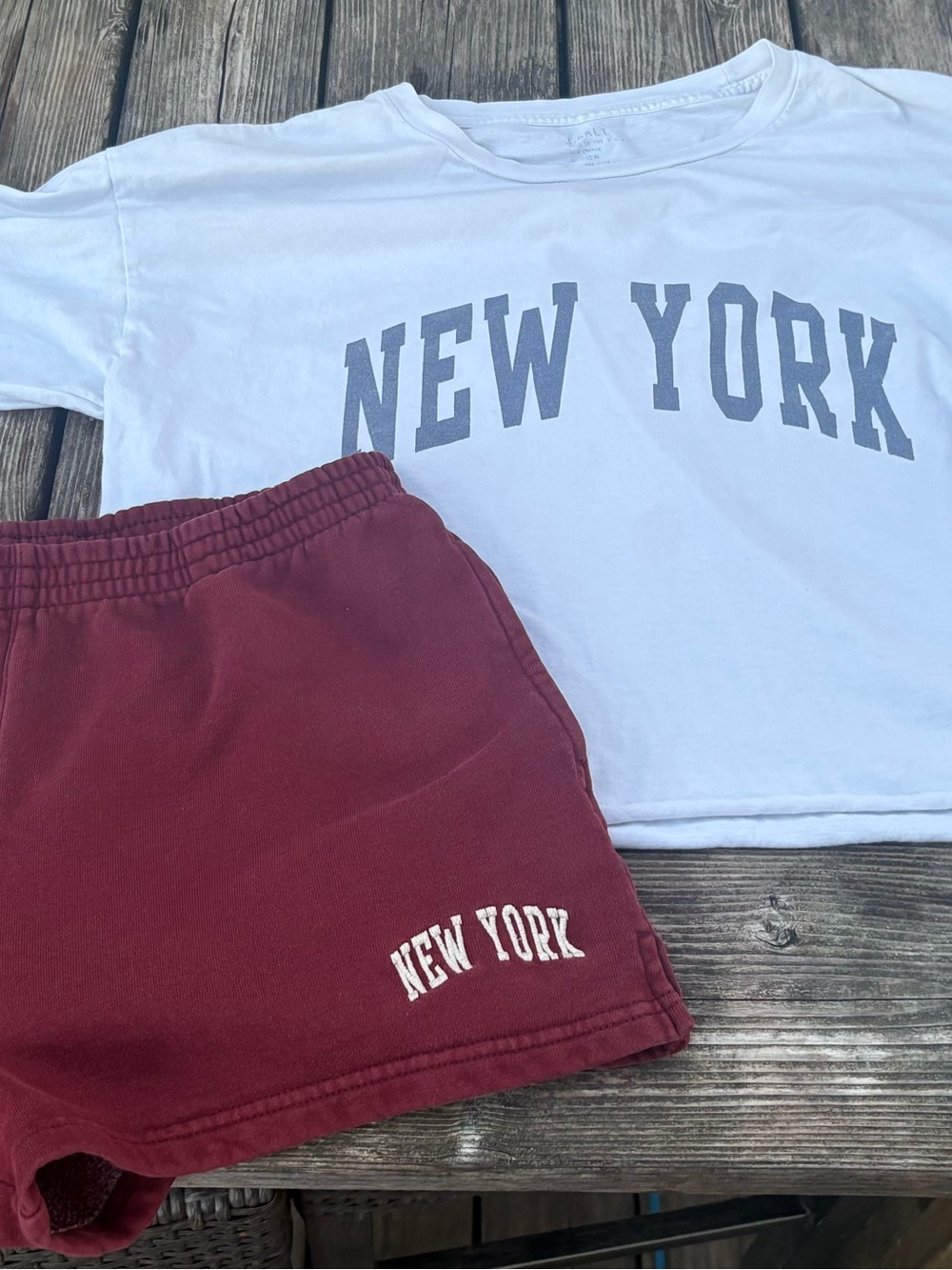 John Galt White 'New York' Crop Top with Gray Print